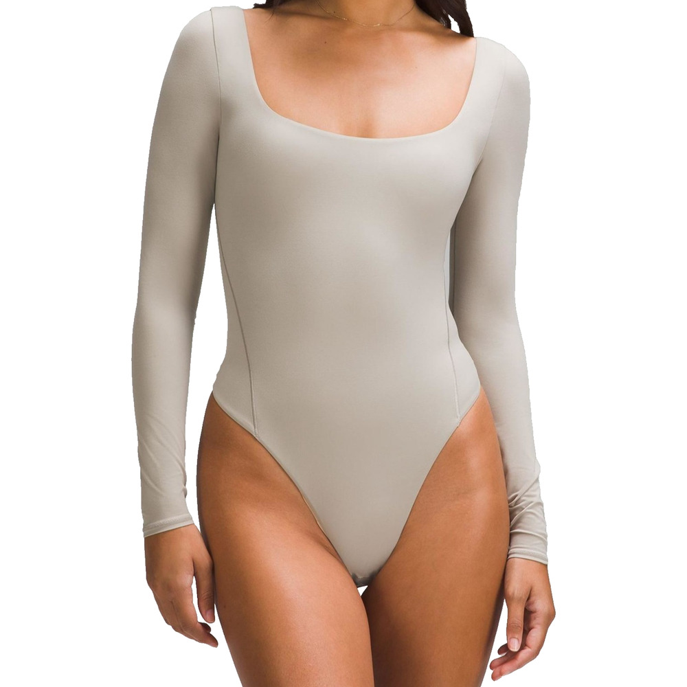 New Lululemon Small Nulu Square Neck Long Sleeve Bodysuit River Stone RSVN